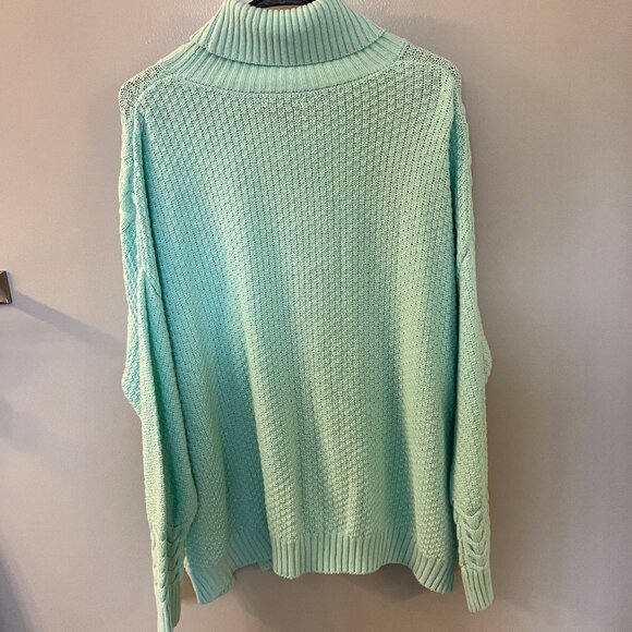 NWT ANA Turtleneck Cable Knit Sweater Aqua XL - Picture 7 of 7